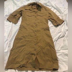 Khaki Button-Down Mini Dress